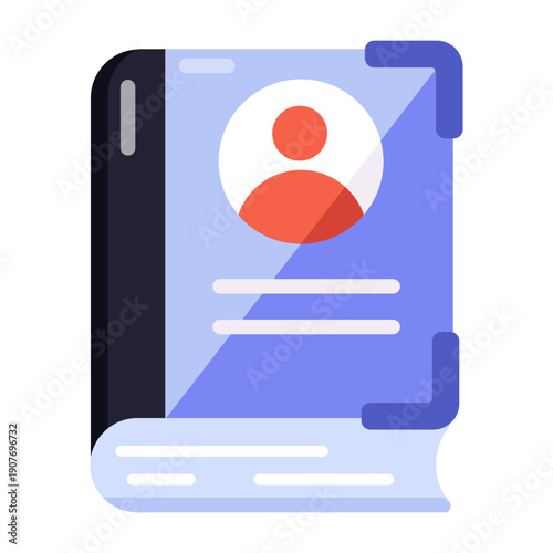 Icon depicting employee handbook designed in flat style