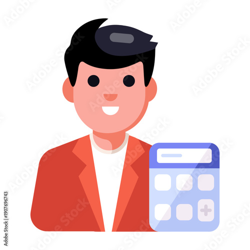 Icon showing accountant designed in flat style
