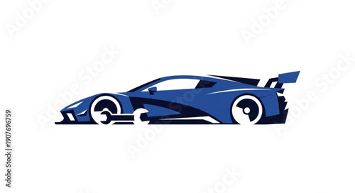 Blue Sports Car Vector Illustration.