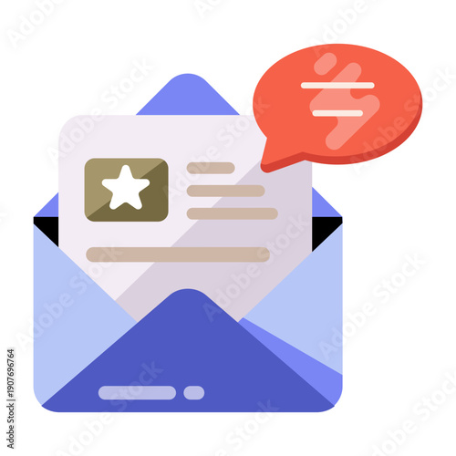 Icon showing email designed in flat style