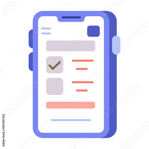 A flat style icon showing task list checklist