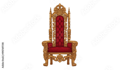 SEO-Friendly Title:
Ornate royal throne chair vector with detailed carved wood and plush cushion