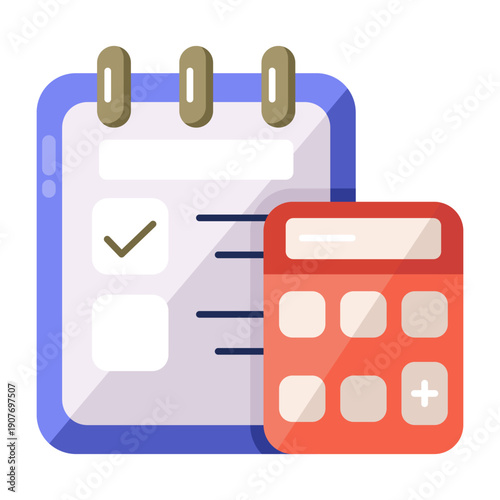 A flat style icon showing notepad writing notes