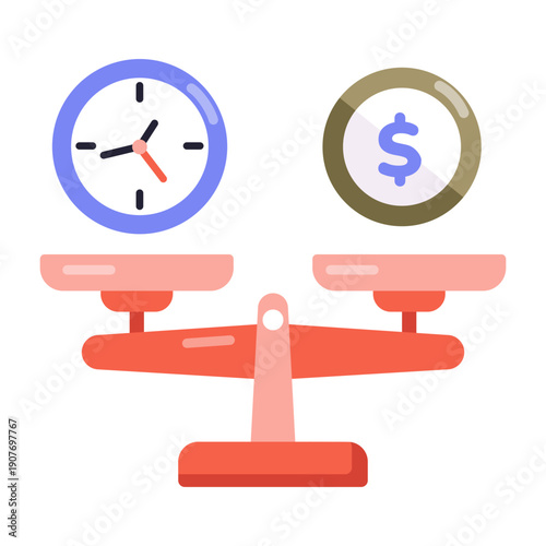 A flat style icon depicting time value