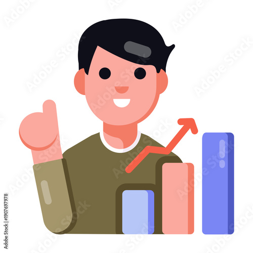 A flat style icon depicting self growth