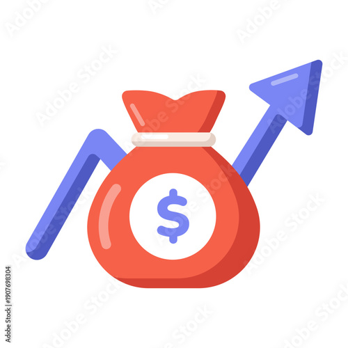 A flat style icon depicting financial growth