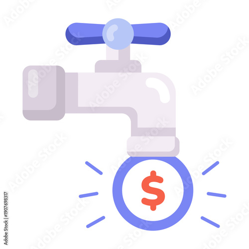 A flat style icon depicting money flow