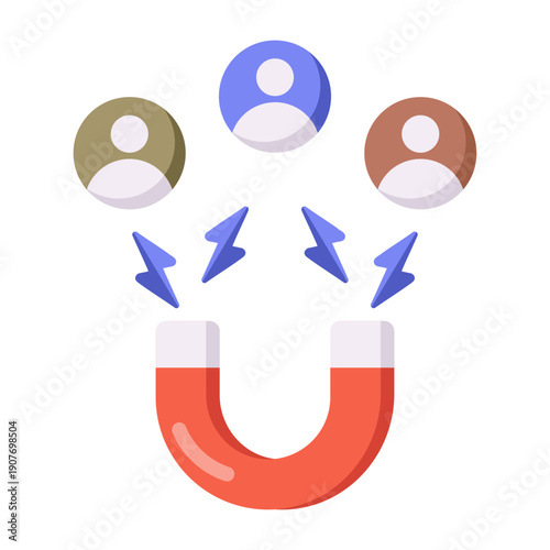 A flat style icon depicting attract customers