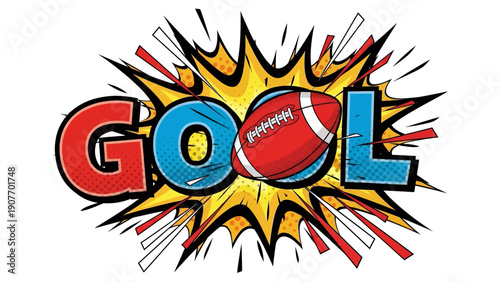 American Football Goal Comic Book Style.