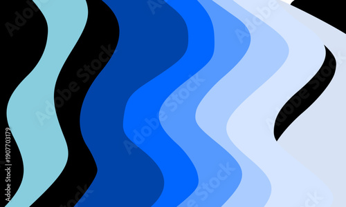  Blue gradient wavy stripes pattern with flowing vertical curves from light cyan to navy creating dimensional ocean wave design for modern backgrounds