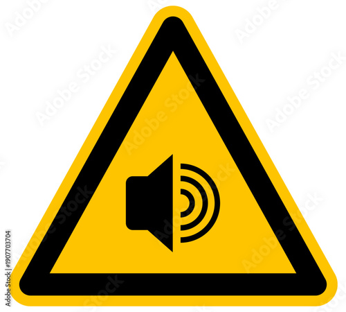 Señal de advertencia de ruido alto o sonido amarillo y negro ilustración vectorial de precaución acústica y volumen