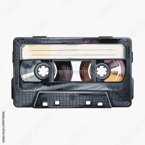 Vintage Watercolor VHS Tape Illustration