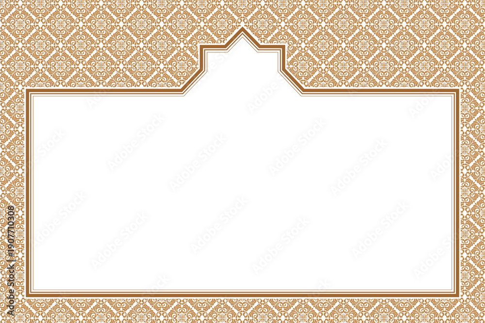 Obraz premium Elegant Gold Islamic Vertical Frame with Arabic Geometric Pattern. 132