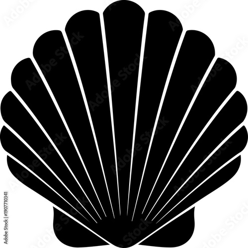 Sea shell, scallop silhouette vector illustration