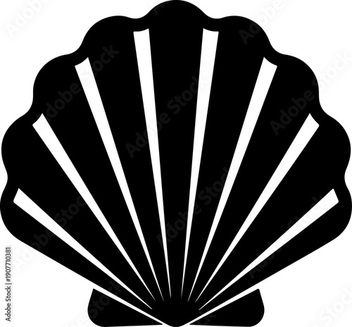Sea shell, scallop silhouette vector illustration