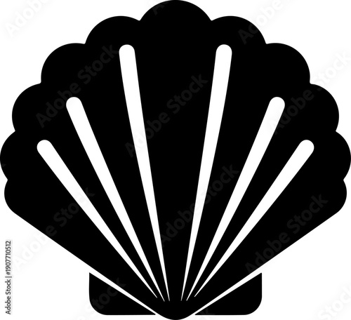 Sea shell, scallop silhouette vector illustration