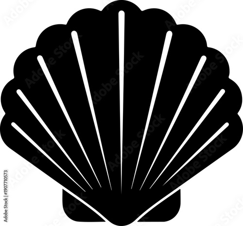 Sea shell, scallop silhouette vector illustration