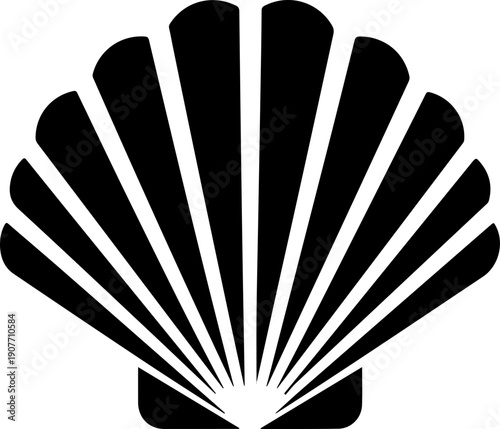 Sea shell, scallop silhouette vector illustration