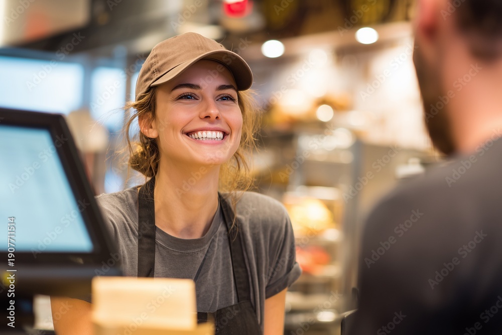 Fototapeta premium Fast food restaurant cashier taking orders