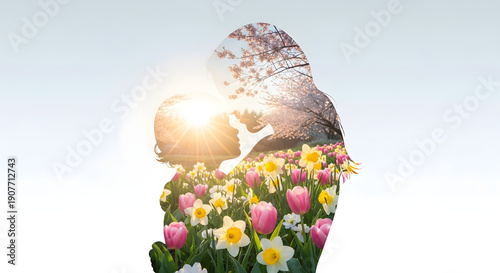 Happy mother's day wishes made with new mothers love images. Mother's love is spread in the designs of this picture.