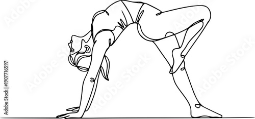 Yoga Woman Line Drawing Minimalist Fitness Illustration