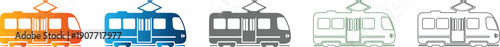 Tram Metro Subway Icon Set Simple Flat Design Vector Illustration