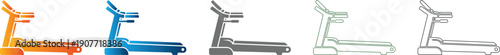Treadmill icon set, fitness machine flat design, exercise equipment vector illustration