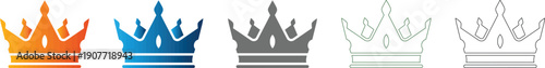 Crown Royal Emblem Icon Set Vector Illustration