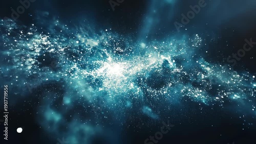 A cosmic scene, showcasing a luminous cloud of nebulous matter and shimmering particles