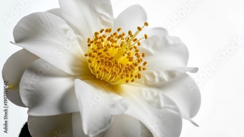 Close-up of a white flower with a vibrant yellow center