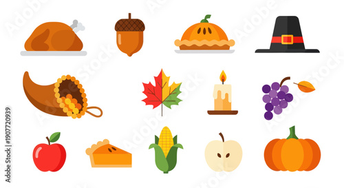 Thanksgiving symbols and autumn elements