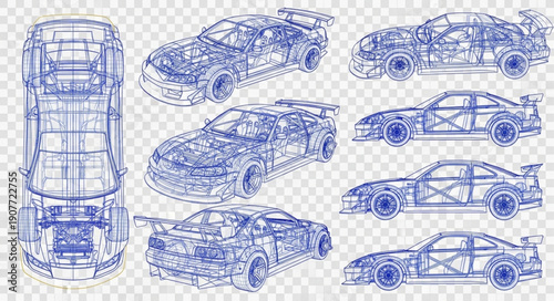 Blueprints of Various Car Models.