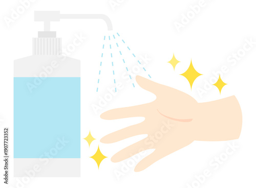 消毒液と清潔な手のひら