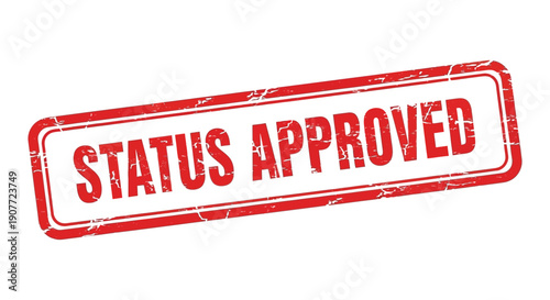 A rectangular red stamp with the word approved prominently displayed in bold capitalized lettering on a white background high quality professional