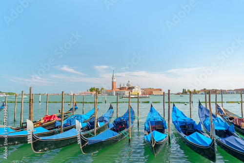 Wallpaper Mural Scenic view of the Venetian Lagoon and row of gondolas Torontodigital.ca