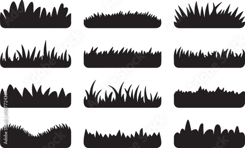 Wallpaper Mural Collection of varied grass silhouettes for design use Torontodigital.ca