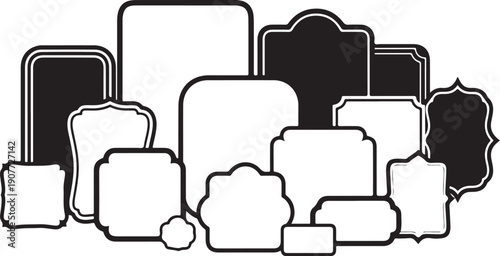 Collection of various blank label shapes and sizes available