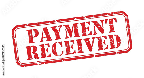 A distressed red stamp displaying the words payment received in bold capitalized lettering on a white background high quality professional detailed