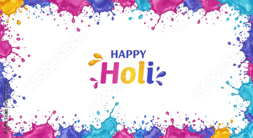 Holi Splashes: a vibrant Holi design. Bursting with color. A playful and festive scene, embodying the spirit of the Hindu festival.