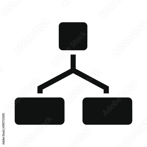Simple flowchart icon showing hierarchy and connection between three rectangular shapes