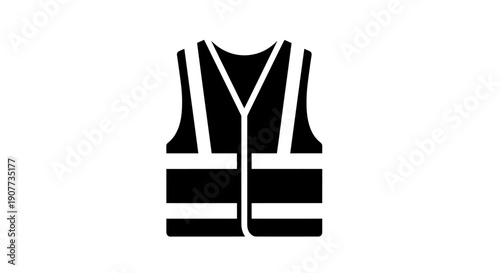 Black safety vest icon on white background.