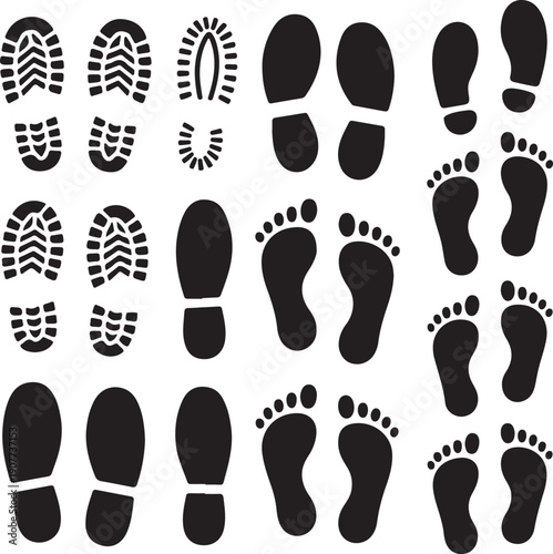 Different human footprints icon. Vector