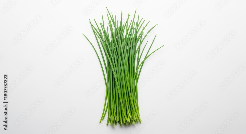 Obraz premium A large, freshly harvested bundle of bright green chives, long and slender, ready to be chopped and added to recipes, garden, aromatic, bunch