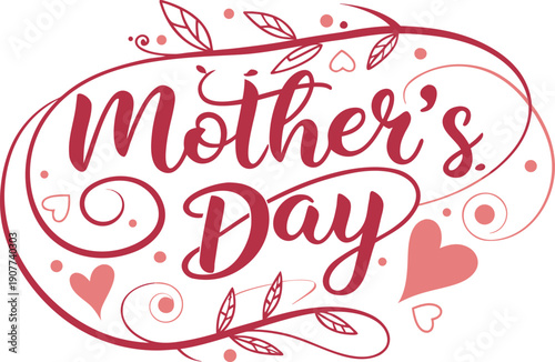 A typography for the text mother's day calligraphy style with simple ornament for t shirt design vector art illustration,
Happy Mother’s Day Hand Lettering Typography Floral Decorative Vector Set.