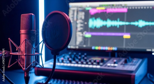 Radio Studio Audio Editing and Broadcasting Setup