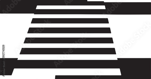 Black and white staircase with geometric pattern design elements