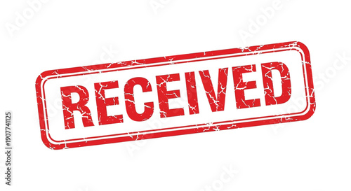 A distressed rectangular red stamp displaying the word received in bold uppercase letters on a white background high quality professional detailed