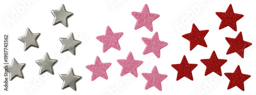 PNG Colorful glittery star decorations on transparent background