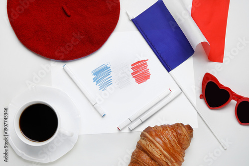 France flag with cup of cof...
