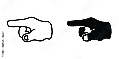 Pointing Hand Gesture Outline and Solid Icon Illustration Vector